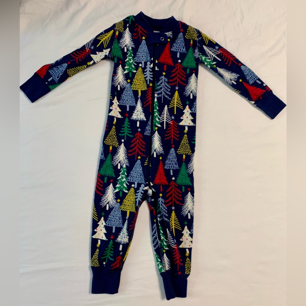Colorful Christmas Trees Footless Pajamas NWOT